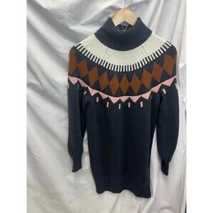 Free Assembly Women’s Navy Sweater Knee Length Dress Long Sleeve Sz Med EUC